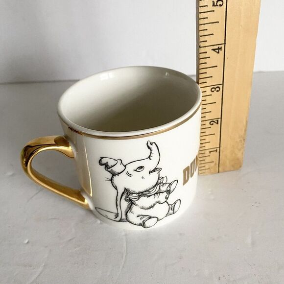 Disney Dumbo Mug Metallic Gold and White Ceramic by Widdop and Co Collectable‎ - Picture 8 of 9